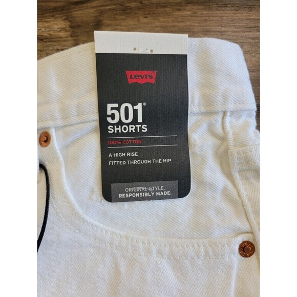 Levi's 501 Premium Quality White Denim Shorts Button Fly Size 28 NWT Levis - Picture 10 of 14